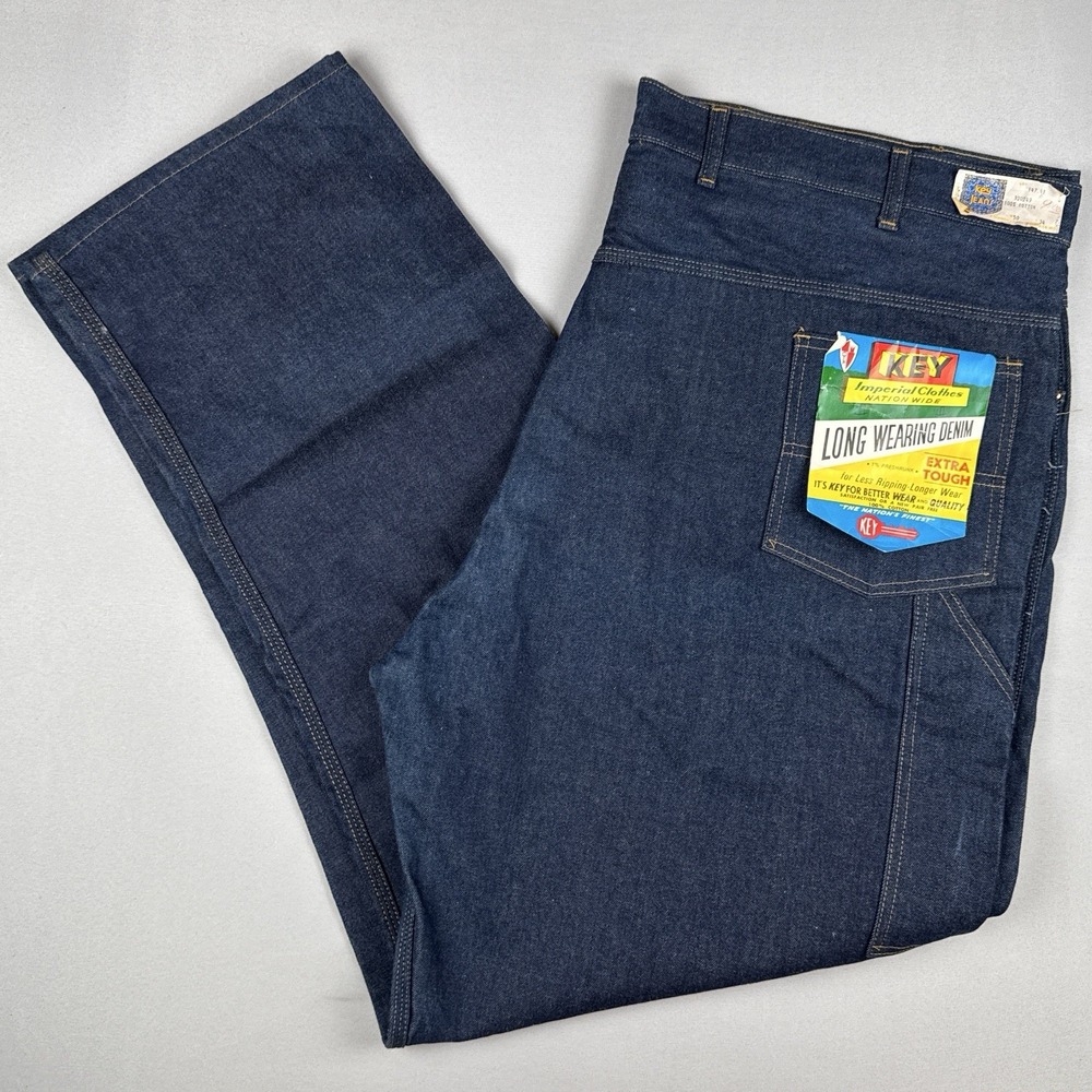 Vintage Key Imperial Work Jeans 50x34 Deadstock NOS Talon USA Denim